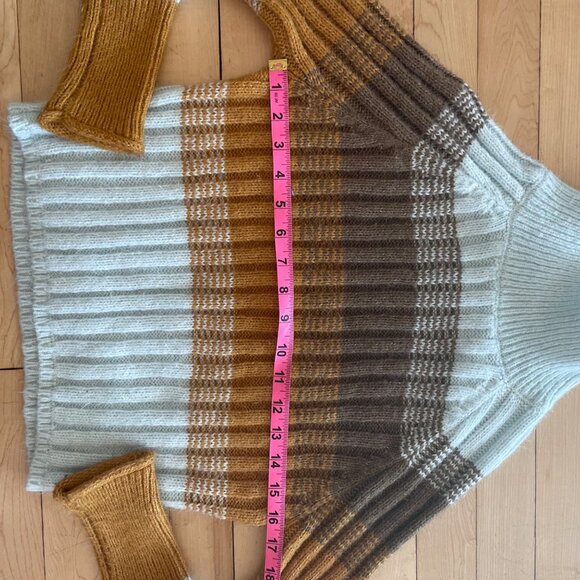 Y2K Striped Ribbed Turtleneck Sweater Small Retro Colorblock Cozy Thanksgiving - Picture 5 of 6
